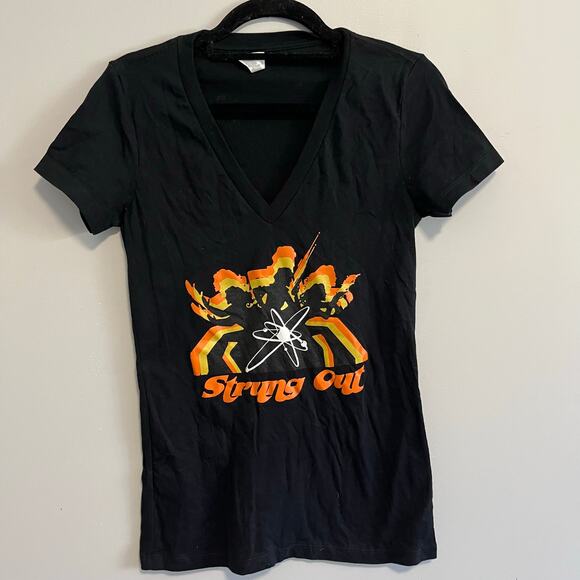 Punk Band Strung Out Band Tee Women’s Black V-Neck Small T-Shirt - Picture 1 of 5